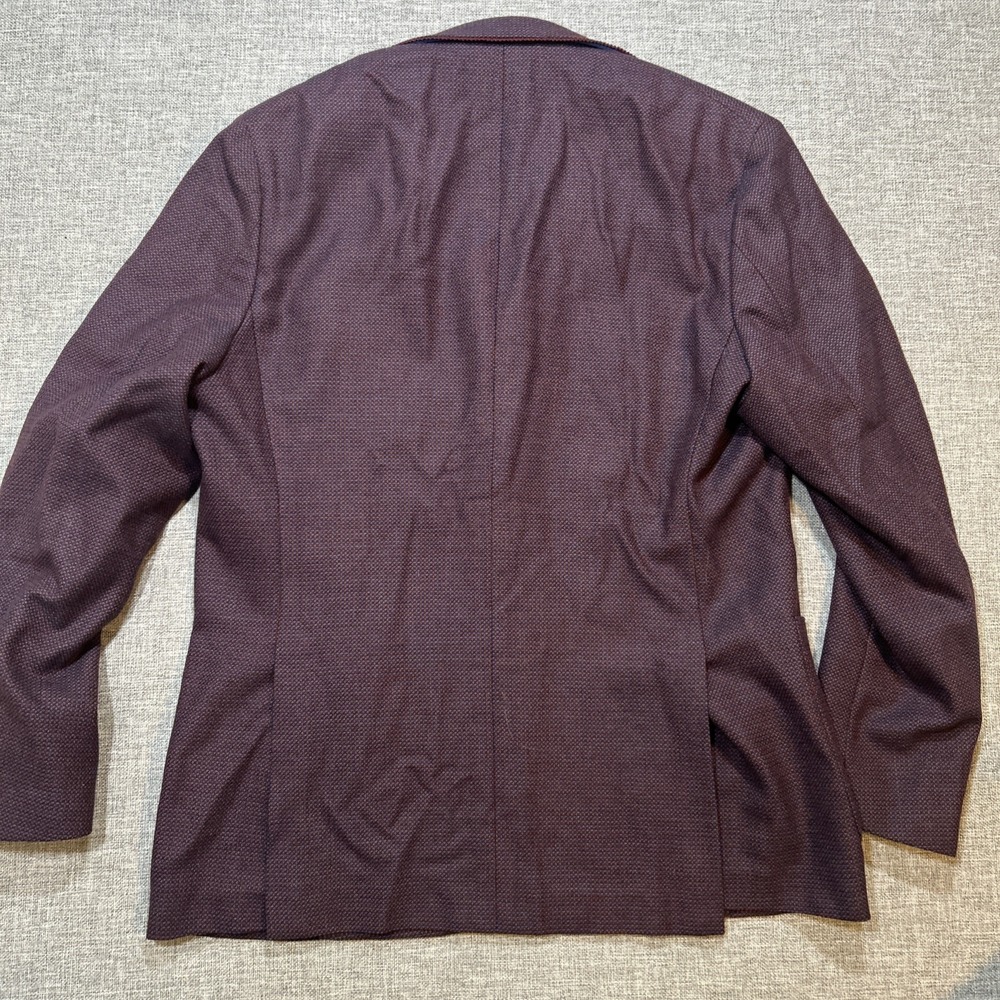 Robert Graham Blazer 44 Burgundy Wool Tweed Birdseye Sport Coat Tailored Fit - Picture 12 of 13